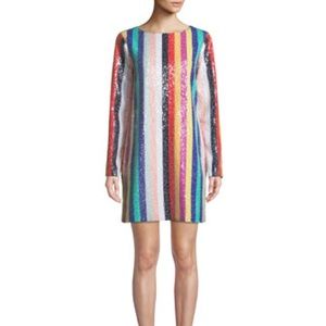 Mestiza New York Sequin Rainbow Striped Mini Dress